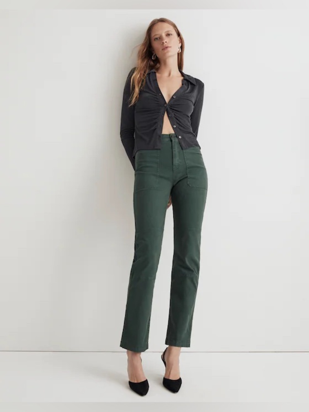 Madewell The '90s Straight Utility Pant -Old Spruce•Comfort Stretch- Size 24